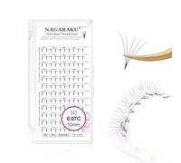 NAGARAKU Premade Fans Eyelash Extensions Premade Volume Fans Lash Extensions 120 Fans 5D 0.07C Curl 10mm Sharp Narrow Stem Clusters Thin Pointy Base Russian Fans Ready Volume Premade Lash Fan Fluffy