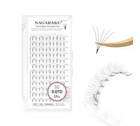 NAGARAKU Premade Fans Eyelash Extensions Premade Volume Fans Lash Extensions 120 Fans 5D 0.07D Curl 8-15mm Mix Sharp Narrow Stem Clusters Thin Pointy Base Russian Fans Ready Volume Premade Lash Fan