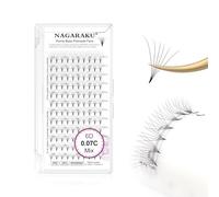NAGARAKU Premade Fans Eyelash Extensions Premade Volume Fans Lash Extensions 120 Fans 6D 0.07C Curl 8-15mm Mix Sharp Narrow Stem Clusters Thin Pointy Base Russian Fans Ready Volume Premade Lash Fan