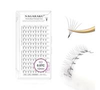NAGARAKU Premade Fans Eyelash Extensions Premade Volume Fans Lash Extensions 120 Fans 6D 0.07C Curl 10mm Sharp Narrow Stem Clusters Thin Pointy Base Russian Fans Ready Volume Premade Lash Fan Fluffy