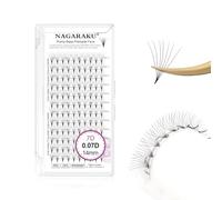 NAGARAKU Premade Fans Eyelash Extensions Premade Volume Fans Lash Extensions 120 Fans 7D 0.07D Curl 14mm Sharp Narrow Stem Clusters Thin Pointy Base Russian Fans Ready Volume Premade Lash Fan Fluffy