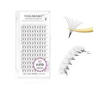 NAGARAKU Premade Fans Eyelash Extensions Premade Volume Fans Lash Extensions 120 Fans 8D 0.07D Curl 14mm Sharp Narrow Stem Clusters Thin Pointy Base Russian Fans Ready Volume Premade Lash Fan Fluffy