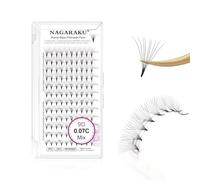 NAGARAKU Premade Fans Eyelash Extensions Premade Volume Fans Lash Extensions 120 Fans 9D 0.07C Curl 8-15mm Mix Sharp Narrow Stem Clusters Thin Pointy Base Russian Fans Ready Volume Premade Lash Fan
