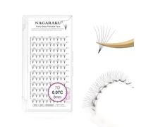 NAGARAKU Premade Volume Eyelash Extensions - 120 Fans, 7D Curl, 8mm Sharp Narrow Stem Clusters, Russian Fans, Ready Volume Lash Fan