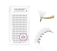 NAGARAKU Premade Volume Lash Extensions 120 Fans 9D 0.07D Curl 10mm Sharp Narrow Stem Clusters Thin Pointy Base Russian Fans Ready Volume