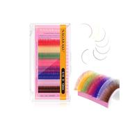 NAGARAKU Rainbow Colorful Lashes 8 Colors Eyelash Extensions 0.15mm D curl 12mm Soft Natural Professional Beauty Salon Supplies Individual Lashes