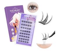 NAGARAKU Self Adhesive Lashes C Curl 10-12mm 40 Clusters Snow Lotus Style | Pre-bonded Design,Long-lasting Waterproof Pre Glued Lashes,DIY Reusable Press-on Eyelash,No Remover Needed
