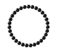 Nàgàrjuna - Obsidian Bracelet - High Resistance Elastic - Diameter of Gems 6 mm - Jewellery for Men and Women, 19, Stone, Obsidian