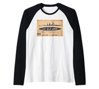 Nagato Class Japanese WW2 Battleship Identification Diagram Raglan Baseball Tee