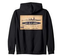 Nagato Class Japanese WW2 Battleship Identification Diagram Zip Hoodie