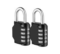 NAGE 4-Digit Combination Padlock with Resettable Code | Heavy Duty Outdoor Padlock for Gym, School Lockers, Toolbox, Gate, Shed & Garage | Weatherproof Number Lock (2P, Black)