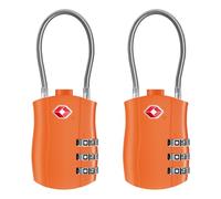 NAGE TSA Approved Luggage Locks 3-Digit, ABS Plastic Material, Secure Combination Padlocks for Suitcase, Backpack, Travel Bags, High-Visibility Resettable Code Locks (Orange, 2Pack)