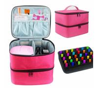 Nagellack-Aufbewahrungskoffer, Großer Aufbewahrungskoffer mit Zipper für Nagellack, Geteilte Kosmetiktasche für zu Hause, weicher Nagelzubehör-für Organizer Nagelgel, Nagelfeilen, hot pink, Consulte