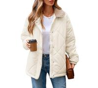 Naggoo Women's Casual Long Sleeve Quilted Jackets Loose Button Down Zipper Winter Puffer Jacket Coat Outwear, Apricot, M