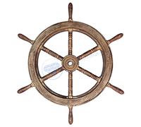 Nagina International 30" Classic Antique Golden Pirate's Boat Ship Wheel | Wall Decor | Sea Gift