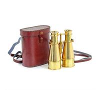 Nagina International 6" Brass Nautical Pirate's Spotting Scope Brass Binocular With Genuine Handmade Leather Case | Maritime Functional Survey Instrument With Bag