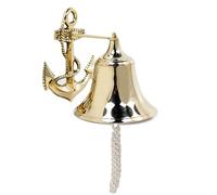 Nagina International 9" Premium Brass Polished Decorative Ornamental Anchor Bell | Pirate's Decorative Ship's Bell | Maritime Ocean Home Decor | Beach House Metal Bell