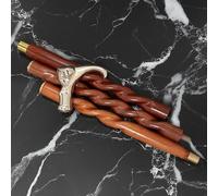 Nagina International Aluminum & Brass Decorative Rosewood Walking Cane | Full Size Walking-Stick for Men & Women (Spiral Wood, Mountain Cat)