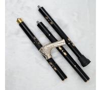 Nagina International Aluminum & Brass Decorative Rosewood Walking Cane | Full Size Walking-Stick for Men & Women (Starry Black, Regular Steampunk)