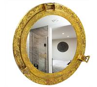Nagina International Antique Brass Porthole Mirror | Maritime Ship's Decor | Wall Hanging (15 Inches)