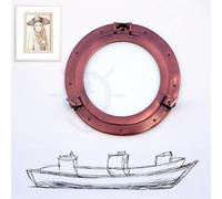 Nagina International Antique Coke Copper Wall Mounted Nautical Premium Aluminum Vintage Mirror | Ship's Porthole Window | Pirate's Maritime Nautical Themed Decor Antique Copper (Window), 8 Inches