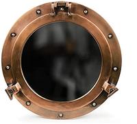 Nagina International Antique Copper Premium Nautical Maritime Ship's Porthole | Authentic Rustic Appeal Porthole Mirrors & Windows (Mirror, 15 Inches)