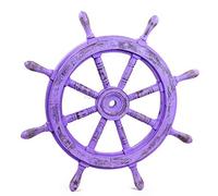 Nagina International Antique Violet Wood Nautical Ship Wheel | Vintage Maritime Navy Decor Gift (16 Inches)