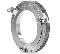 Nagina International Authentic Brass Nautical Heavy Duty Porthole Window with Adjustable Flange | Porthole Windows for Doors at Kitchens & Homes | Nautical Home Decor Accent (12 Inches, Aluminum)