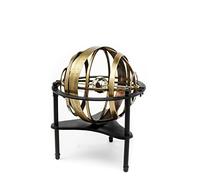 Nagina International Axillary Armory Antique Brushed Brass Globe with Three Legged Black Aluminum Stand | Fine Table Top Decor Gifts