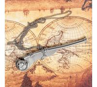 Nagina International Boatswain's Brass Crafted Bosun's Pipe Whistle With Chain & Handcrafted Rosewood Anchor Inlayed Case | Pirate's Decor Collection | Maritime Decor (Nickel plated)