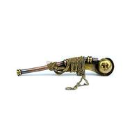 Nagina International Boatswain's Brass Crafted Bosun's Pipe Whistle With Chain & Handcrafted Rosewood Anchor Inlayed Case | Pirate's Decor Collection | Maritime Decor (Brass Antique)
