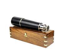 Nagina International Deluxe Nautical Pirate Boat Brass Spyglass With Functional Optical Zooms & Genuine Rosewood Storing Case Anchor Emblem Inlaid 32 Inches, Nickel Plated (W/Box)