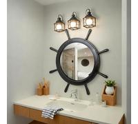 Nagina International Large Vintage Ship's Wheel Mirror Nautical Pirate Home Decor (24 Inches)