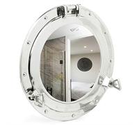 Nagina International Metal Crafted Nickel Plated Aluminum Porthole Bathroom Decor Mirror (17 Inches)