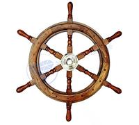 Nagina International Natural Wood Premium Pirate's Boat Ship Wheel (24 Inches)