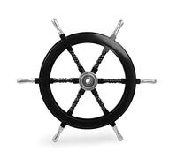 Nagina International Nautical Handcrafted Wooden Ship Wheel - Home Wall Decor 12 Inches, Black (Aluminium Hub & Handle)
