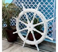 Nagina International Nautical Handcrafted Wooden Ship Wheel - Home Wall Decor (24 Inches, Antique White)