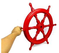 Nagina International Nautical Handcrafted Wooden Ship Wheel - Home Wall Decor (24 Inches, Red)