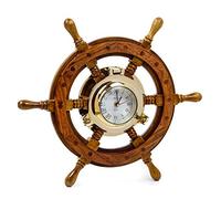 Nagina International Nautical Porthole Clock Ship Wheel | Roman Numerals (12 Inches)