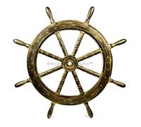 Nagina International - Nautical Wooden Boat Wheel - Home Decor 45,72 cm Antique Golden