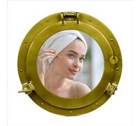 Nagina International Powder Coated Antique Vintage Nautical Premium Aluminum Pirate's Ship's Porthole Mirrors| Exclusive Wall Decor Accent Antique Brass (mirror), 12 Inches