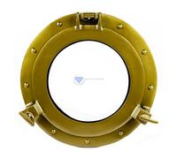Nagina International Powder Coated Premium Nautical Aluminum Pirate's Ship's Porthole Window | Exclusive Wall Decor Accent Antique Brass (window), 8 Inches
