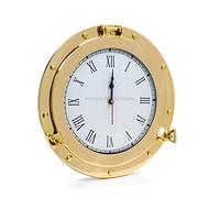 Nagina International Premium Nautical Brass Porthole Clock | Pirate Ship's Elegant Metal Roman Dial Face Wall Clock | Home Decorative Gifts