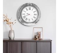 Nagina International Premium Silver Lined Aluminum Nickel Coated Nautical Ship's Porthole Window ! Maritime Wall Decor Mirror | Exclusive (Clock, 12 Inches)