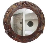 Nagina International Rustic Copper Shipwrecked Premium Nautical Porthole Mirror | Nautical Bathroom Mirrors (Aluminum Mirror, 17 Inches)