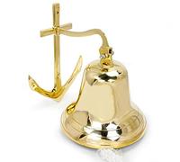 Nagina International Ships Bell - Large - Solid Brass W/mounting Bracket and Anchor New