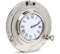 Nagina International Silver Metal Nautical Porthole Wall Clock