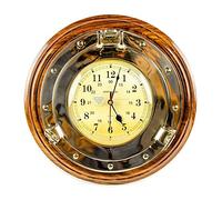 Nagina International Solid Brass Nautical Porthole Time's Wall Clock On Exclusive Selected Rosewood Base | Premier Elite Wall Decor Gifts & Accessories (12 Inches)