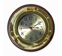 Nagina International Wall Clocks - Brass Porthole Wall Clock On Wood Base - Nautical Decor