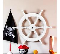 Nagina International White Washed Ship Wheel 36" Wood Ship's Wheels/Wood Ship Steering Wheel/Nautical Home Decor (12 Inches)